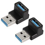 QIANRENON 90 Degree USB 3.1 Adapter USB A Male to Female Right Angle Connector 10Gbps USB Type A 3.1 Data Transfer Fast Charging Converter Coupler OTG for PC Laptop Power Bank 2Pcs