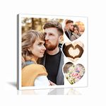 LZIMU Personalized Photo to Canvas for Wall Custom Canvas Print 4 Images Collage Pictures Customized Poster Gifts for Family Wedding Friends (Collage Picture-8, 18"x18"(45x45cm) Frame)