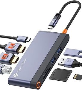 Laptop Docking Station Dual Monitor - 8 in 1 USB C Hub Multiport Adapter with 2 4K 60Hz HDMI, 1Gbps Ethernet, 100W PD, 2 USB 3.0, SD&TF Card Reader Compatible with MacBook Pro M2/M1 Dell, HP, Lenovo