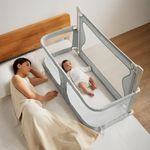 SISTINE Baby Bedside Crib,Co Sleeper for Baby in Bed,Bed Bassinet for Baby co Sleeper, Bed Bassinet for Baby in Bed for Safe Co-Sleeping,Cosleeping Baby Bed for Infant Newborn Girl Boy Grey
