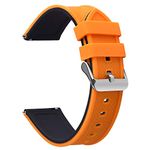 Fullmosa 8 Colors for Quick Release Silicone Rubber 22mm Watch Band, Rainbow Soft Rubber Watch Strap with Stainless Steel Buckle 22mm Pumpkin Orange Top/Black Bottom