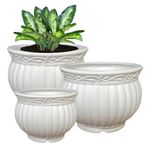 Kuber Industries Kanha Matki Flower Pot | Flower Planter Pots for Indoor & Outdoor | Pot for Garden & Balcony Flowering | 6-8 Inch | Pack of 3 | White