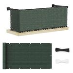 UIRWAY Privacy Screen Balcony Fence 3'x16.5', Garden Courtyard Privacy Fence Screen with Zip Ties UV Protection, for Animal Barriers, Decks, Patios, Outdoor Pools, Porches, Railings - Green