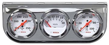 Bosch SP0F000046 Style Line 2" Triple Gauge Kit (White Dial Face, Chrome Bezel)