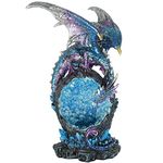 JORAE Dragon Statue On Sparkling Faux Crystal Cave Light Up Color Changing LED Collectible Dragon Figurine Home Décor (Blue), 8.5" H