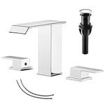 Modern Widespread Bathroom Faucet GGStudy 3 Holes 2-Handles Chrome Waterfall Bathroom Sink Faucets with Drain Assembly