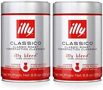illy, Ground Coffee Drip Grind (Medium Roast, Blue Band), 8.8-Ounce Tins (Pack of 2)