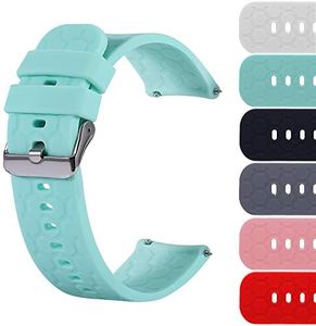 18mm 19mm 20mm 22mm Width Silicone Quick Release Wristband Replacement Sports Straps Bracelet Watch Band Women Men Strap with Quick Release Pins intended for Smartwatch (20mm, Teal)