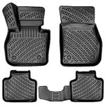 RizLiner BMW X1 2016-2022 & X2 2018-2023 Floor Mats 3D Custom Fit Compatible with BMW X1 & X2 Rubber Car Mats Laser Measured 1st & 2nd Row Floor Liners All Weather TPE (Front & Rear, Black)