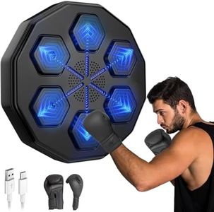 Smart Bluetooth Music Boxing Machine with 14oz Gloves, Wall Mounted Electronic Punching Pad for Adults & Kids, Beat Sync Technology, Home Workout Fitness Trainer, Indoor Gym Boxing Equipment