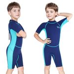 Yikayin Kids Wetsuit Shortie, 2.5mm Shorty Wetsuit for Boys Girls, Neoprene Thermal UV Swimsuit with Back Zip for Swimming Lessons Diving Surfing Snorkeling