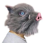 BIRDEU Demon Slayer Mask Hashibira Inosuke Cosplay Costume Latex Pig Head Helmet Game Fancy DressAccessories for Adult Men Halloween