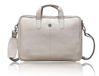 Viby Original Bombay Leather Laptop Messenger Bag for Laptop/MacBook up to 15.6 inch| Padded Laptop Compartment | Office Bag | Airport Bag | with Trolly Sleeve | (Ivory off White)