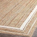 imsid Handwoven 2x3 feet Jute Square Rug, Natural Fibers, Braided Reversible Carpet for Stylish Bedroom Living Room Dining Room Kids Room (2x3 feet, White & Beige)