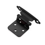 Ravinte 50 Pack 25 Pairs 1/2'' Overlay Cabinet Hinges Black Semi-Concealed Cupboard Hinges Face Mount Cabinet Hardware Self-Closing Cabinet Hinges