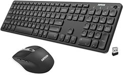 Arteck 2.4G Wireless Keyboard and Mouse Combo Ultra Slim Full Size Keyboard Keyboard and Ergonomic Mice for Computer Desktop PC Laptop and Windows 11/10/8/7 Build in USB-C Rechargeable Battery