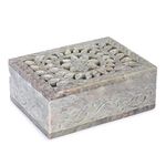 Ajuny Stone Jewellery Box For Women Girls With Jaali Lattice Work Decorative Storage Gifts