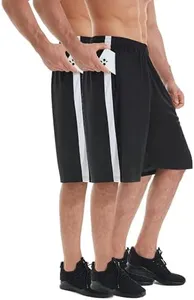 IUKIO Men's Basketball Shorts with Pockets Athletic Running Shorts Workout Training Gym Shorts Black 3XL, 2 Pack