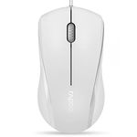 Rapoo N1600 3-Button Quiet Wired Mouse, 1000DPI Optical Mice, Quiet Button, Ergonomic Shape, for Desktop Computers Laptops, Matte White