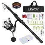 Telescopic Fishing Rod and Reel Combos Full Kit, Lixada Carbon Fiber Fishing Pole Lures Set Portable Travel Kit with Carrier Bag for Sea Saltwater Freshwater Fishing Gift for Men Women