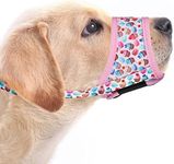 LUCKYPAW Dog Muzzle, Soft Dog Muzzles for Small Medium Large Dogs, Breathable Muzzles to Stop Biting and Chewing with Pattern, Allows Panting and Drinking (XS-(Snout 3½"-4¾"), Pink Cake)