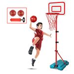 Kids Basketball Hoop Adjustable Height 2.9 ft-6.2 ft Toddler Basketball Hoop for Kids Indoor Outdoor Play Mini Portable Kids Basket Ball Goal Backyard Outside Toys for Boys Girls Age 3 4 5 6 7 8 Gift