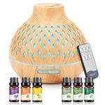 SPLITSKY 400ML Essential Oil Diffuser,Remote Control Aroma Diffuser with 6 Essential Oils Gift Set,Electric Scent Nebulizer Air Humidifier with 14 Colour Lights for home,bedroom