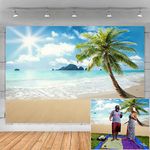 Backdrop for Summer Pictures Palm Tree Themed Photography Background for Children Birthday Party Photobooth Event Table Decoration Props Sunshine and Beach FT-5750