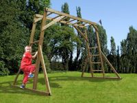 Dunster House Kids Wooden Monkey Bars with Pressure Treated Timber Wooden Climbing Frame UK