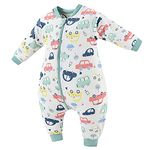 Happy Cherry Unisex Instant Sleeping Nest Bag Soft Cotton Cartoon Sleepsuit 3 Way Zip Early Walker Wearable Blanket Middle Thick Blue Car 2-3 Years