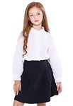 SOLOCOTE Girls White Blouse Ruffle Long Sleeve Button Down Shirts Princess Cotton Loose Soft Tops Spring and Summer, 190903, White, 11-12Y