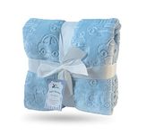 eYone Receiving Warm Fleece Baby Blanket and Fluffy Embossed for Babies from Newborn, 75 * 100 cm (blue)