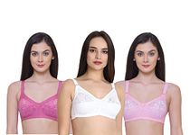 INKURV Full Coverage Bra for Women with Cotton Blend Fabric for High Support-Combo of 3 (White_Blush_Pink_36C)