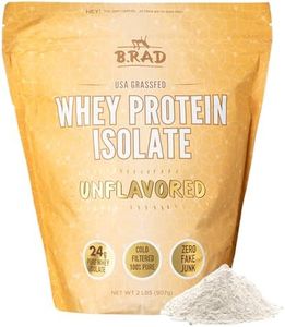 B.rad Grass-Fed Whey Protein Isolate Powder | 100% USA Sourced | 95% Purity, Cold Processed, Non-GMO, Gluten Free, Soy Free | 2 lb, 36 Servings | Third Party Tested | Unflavored