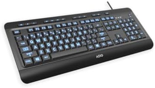 Azio Vision Backlit Wired Keyboard - with Large Print Keys and 3 Interchangeable Backlight Colors KB505U (Wired), black