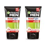 Garnier Men Acno Fight Anti Pimple Face Wash, Anti Pimple Face Wash with Salicylic Acid and Herba Repair, Suitable for all Skin Types, 150g x 2 (Pack of 2)