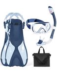 Supertrip Kids Snorkel Set, 4 in 1 Mask Fins Snorkeling Gear for Kids Ages 6-14 for Snorkeling Swimming Diving