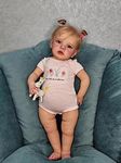 Pinky Reborn Dolls 24inch 60cm That Looks Real Baby Doll Silicone Vinyl Lifelike Rooted Hair Baby Girl Doll Realistic Newborn Doll Toy for Ages 3+