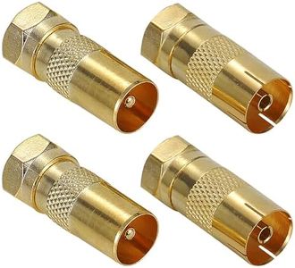 Greluma 4 Pz Adattatore tipo F maschio a coassiale maschio/femmina, 2 paia cavo coassiale antenna TV Adattatore connettori F Satellite tipo F connettore a vite per antenna coassiale RF convertitore