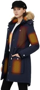 Graphene Heated Parka Jacket Women Rechargeable Battery Pack 18400 mAh Winter Warming Waterproof Electric Heating Coat with Detachable Hood, DeepBlue, M, Mom Grandma Sister Wife Birthday Gift