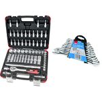 Hilka 02385802 58pce 3/8-inch Drive Socket Set & 11PC Combi Spanner Set Metric