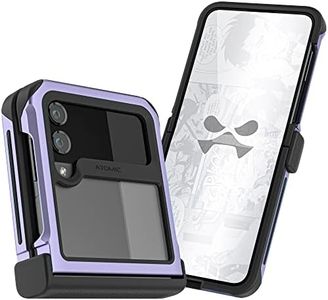 Ghostek Atomic Slim Galaxy Z Flip 4 Case - Clear Back with Purple Aluminum Bumper, Shockproof & Dual-Layer Protective Phone Case, Limited Edition Color for 2022 Samsung Z Flip 4 Case (6.7") (Purple)