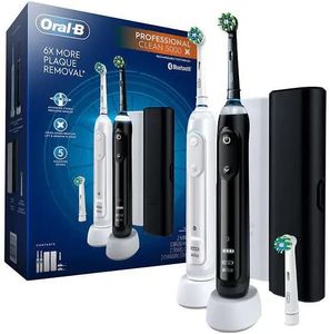 Oral-B Professional Clean 5000 X Electric Toothbrush Twin Pack, Rechargeable Power Toothbrushes - Pack of 2