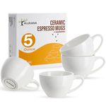 Hlukana Porcelain Espresso Cups Set of 4, 5 oz Small Coffee Mugs, White Demitasse Cups Perfect for Espresso Machine and Coffee Maker, Microwave Dishwasher Safe Espresso Cups