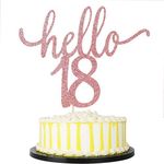 Festiko Rose Gold Hello 18 Cake Topper - 18 Anniversary Party Cake Decor/Wedding Party Decoration/Birthday Cake Topper