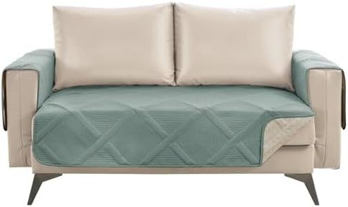Pamhaven Backless Loveseat Covers for 2 Cushion Couch, Water-Repellent Covers for Leather Sofa Couch, Machine Washable Quilted Couch Covers, Pet Friendly Loveseat Slipcovers (Loveseat 48", Sage Green)
