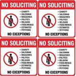 eSplanade No Soliciting No Salesman, Charity, Politics, Religion Sign Decal Sticker - Easy to Mount Weather Resistant Long Lasting Ink Size (5.5" x 5.5")