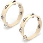 Tosnail 2 Pack 8" Wood Tambourine - Single Row 6 Pairs Jingles