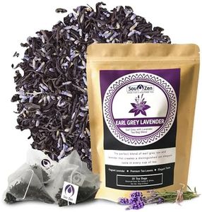 Sou Zen Earl Grey Lavender Tea 30 Corn-fiber Pyramid Tea Bags | Premium Quality Tea Leaves and Flowers | Raw and Naturally Organic Ingredients | Energizing and Revitalizing Tea with No Additives