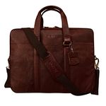 ABYS Genuine Leather Bombay Brown 14 inch Office Laptop Bag for Men and Women Professionals